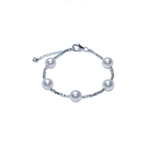 爆闪碎银子天然淡水珍珠手链S925纯银满天星手镯轻奢防过敏