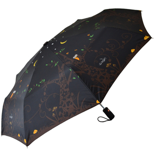 韩国猫头鹰伞三折叠全自动防晒太阳紫外线晴雨两用安全式防爆冲伞