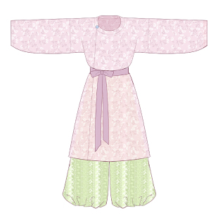 素羽华裳浅夏 新款唐制汉服女圆领袍天丝 改良灯笼裤日常春夏套装