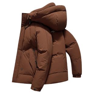 鸭鸭短款羽绒服男2024冬季新款时尚百搭连帽保暖大口袋外套潮HG