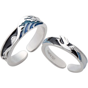 花芽原创浮世繁华s925纯银戒指女小众设计七夕情人节礼物情侣对戒