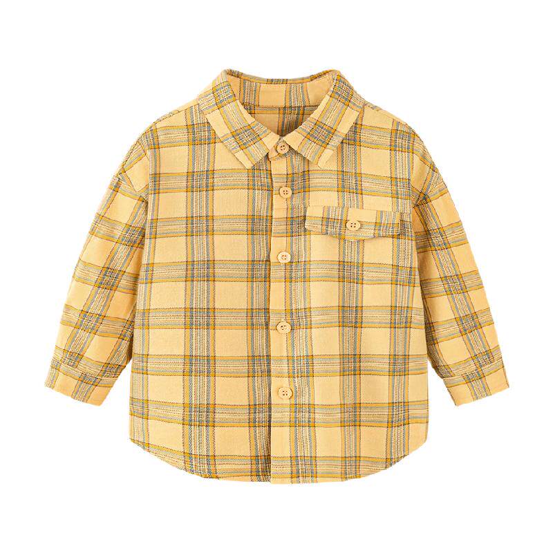迷你巴拉巴拉男童长袖衬衫春新品宽松百搭格子柔软宝宝上衣