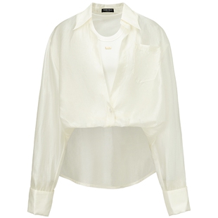 FF仿佛衬衫2025年夏季新款假两件时尚气质宽松长袖休闲浅春系上衣