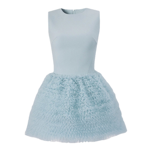 自制2026设计感无袖拼接蛋糕裙/气质圆领网纱蓬蓬裙a字裙短裙女夏