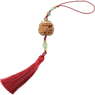 龙年绿檀木香囊球吊坠礼盒家用镂空室内香薰香丸汽车挂件随身挂饰