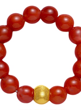 天然凉山南红原矿柿子红足金戒指