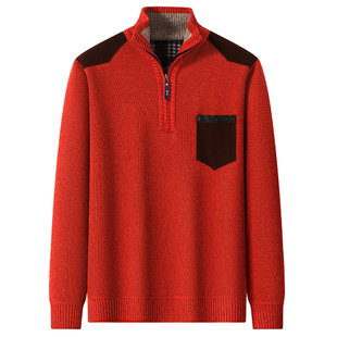 中年男士保暖毛衣加绒加厚新款爸爸冬装重磅打底衫中老年男装内搭