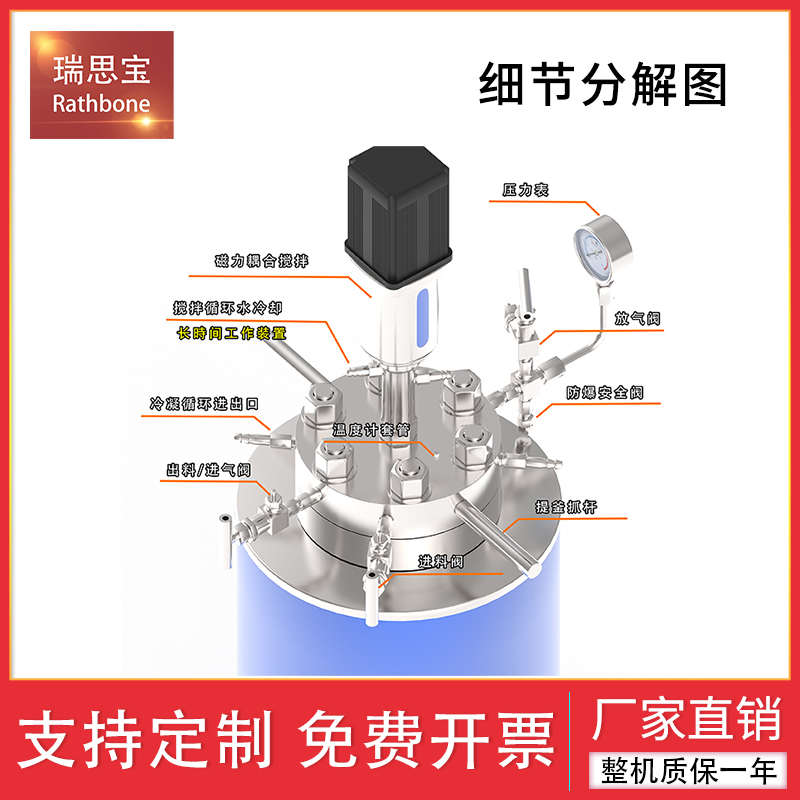 高压反应釜实验室不锈钢反应釜高温高压磁力机械搅拌1L100L氢化罐