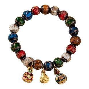 雍和门香灰琉璃珠手串吞金兽手链朱砂事业健康十全十美男女款