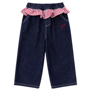 嘟嘟家女童牛仔裤春季新款女宝裤子洋气宝宝休闲阔腿裤儿童长裤潮