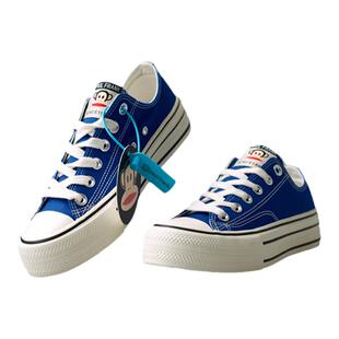 大嘴猴帆布鞋女2025新款低帮帆布鞋厚底增高鞋透气红色休闲板鞋子