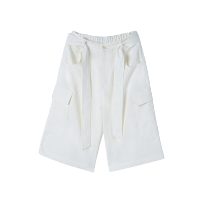 白色高腰七分裤女夏宽松直筒