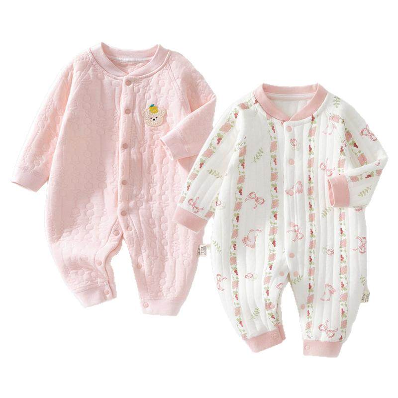 2件 初生婴儿衣服加厚连体衣冬连身衣/爬服/哈衣