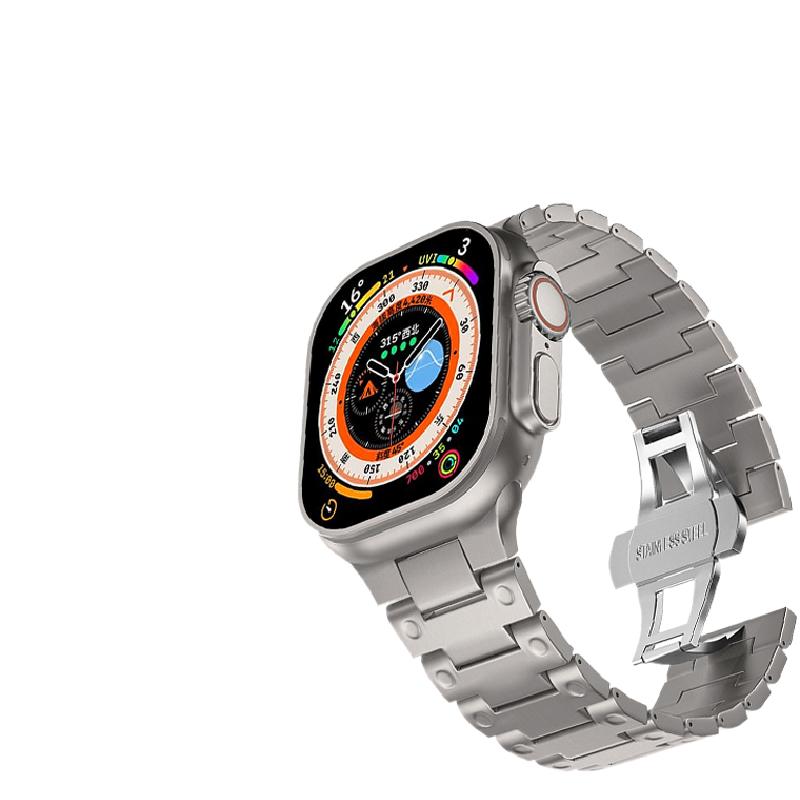 适用于ultra苹果手表钛金属表带applewatch10钛合金表带iwatch9/8不锈钢链式s7/6se高级腕带男45/46/49mm新款