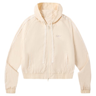 PSO Brand女装蕾丝拼接连帽风衣外套女款休闲宽松拉链夹克潮牌