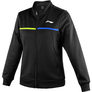 李宁羽毛球服秋冬长袖外套女新款健身服乒乓球服男团购运动服黑色