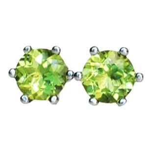 5毫米天然橄榄石 S925纯银镶嵌螺丝旋转耳钉 金银2色