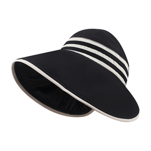 ROUIIEFAO黑胶空顶防晒帽女可折叠夏季防紫外线大檐遮阳渔夫帽子