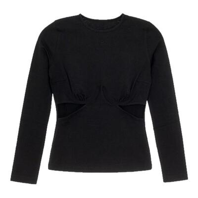 pushBUTTON潮流时尚女士露腰修身长袖针织T恤上衣 银泰百货301574