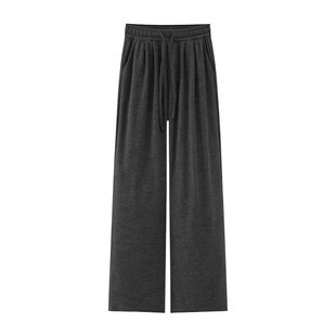 alex stevens针织糯米裤子女春秋季新款高腰直筒裤宽松休闲阔腿裤