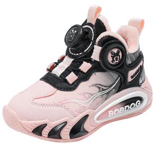 巴布豆童鞋女童二棉鞋2025新款冬季加绒女孩运动鞋加厚儿童篮球鞋