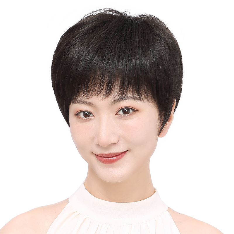 新款2025轻薄款简约风全头套短发