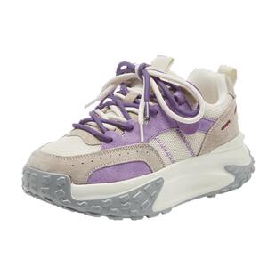 15mins紫啧~厚底老爹鞋女款增高女鞋子2026春季新款小个子运动鞋