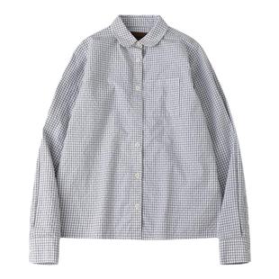 CycleDocument 经典娃娃领设计/天然果实扣 格纹小版型长袖衬衫女
