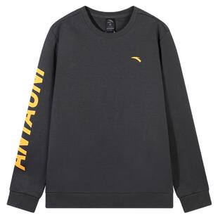 安踏卫衣男款2026春季新款加绒保暖长袖宽松圆领套头衫健身运动服