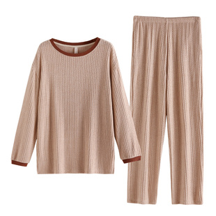 长袖睡衣女春秋薄绒高级感可外穿套头宽松家居服秋冬季仿羊绒套装