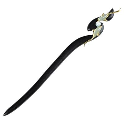 原创【双鱼戏珠】檀木发簪复古优雅手工雕刻设计七夕礼物旗袍发簪