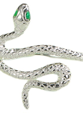 吴越老银铺S925银灵蛇戒指简约小众设计纯银指环百搭蛇年礼物