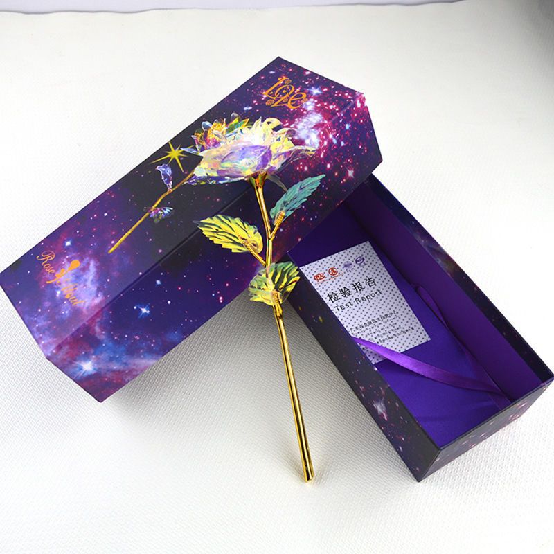 新款夜光七彩玫瑰花发光彩色干花假花情人节送母亲女友老师生日礼