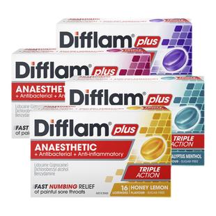 Difflam无糖润喉糖浆果PLUS缓咽喉咙痛护喉化痰含片扁桃体肿OTC