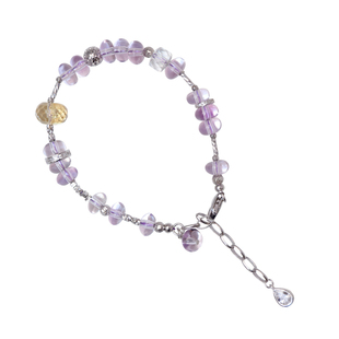 方糖家 原创设计天然玻利维亚紫水晶纯银黄水晶碎银手链轻奢手串