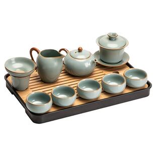 天青汝窑茶具套装家用轻奢高档陶瓷茶壶功夫茶杯办公室会客泡茶器