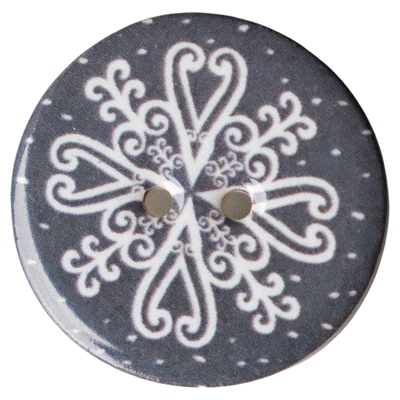 灰底白色藤蔓纹样手工陶瓷纽扣
