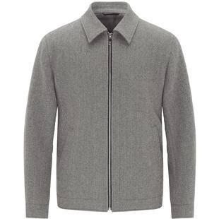 EMZ鄂尔多斯25秋冬新款男士休闲翻领羊毛夹克短款毛呢厚外套