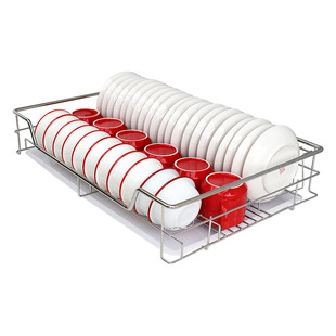 抽屉内置碗盘置物架放饭碗菜碟大号一体拉篮收纳沥水带水盆清仓价