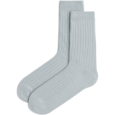 HM男士袜子秋季舒适休闲棉混纺罗纹中长袜1170159