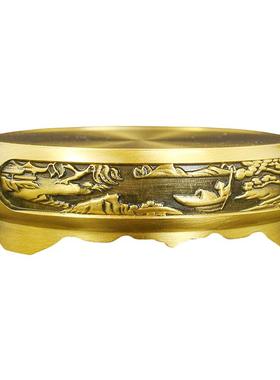 中式山水画图案黄铜底座