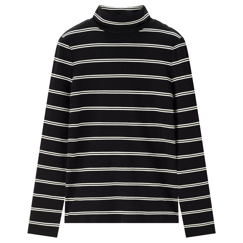 佐丹奴长袖T恤女新款基础款纯棉套头衫条纹高领打底衫女05324861