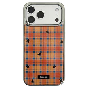 由里公园ins韩系秋冬日落橙格纹撞色星星17适用17pro苹果17ProMax手机壳iPhone16全包14新款16Promax保护套女