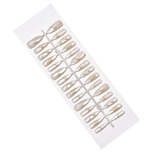 精致款奢华仙气鎏金晶石猫眼穿戴甲长尖形杏仁甲片全码预制假指甲