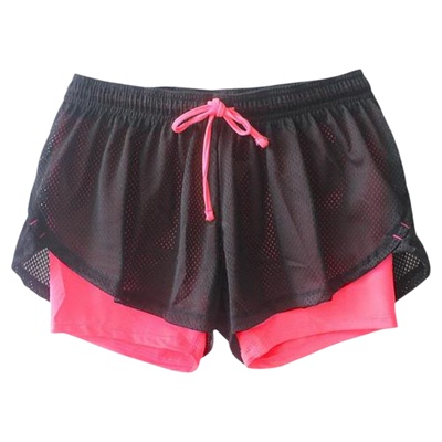 抽绳网眼双层休闲运动短裤