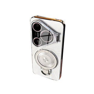 品林金属镜头支架磁吸双支架适用华为pura80Pro手机壳80Ultra全包防摔P70pro创意电镀镭射CD纹p80por简约外壳