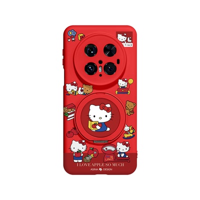 苹果凯蒂适用华为Mate80Promax手机壳磁吸带支架Pura70新款mt60por+支点红色套p80液态硅胶Bo3高级感女全包