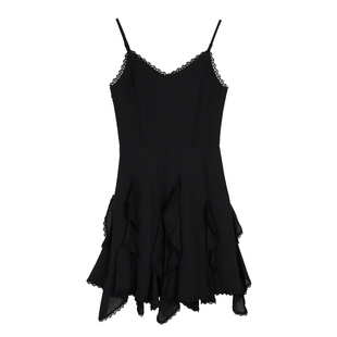 pusumede 【现货7.5折】夏日小白花 蕾丝拼接吊带连衣裙女短裙