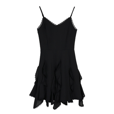 pusumede 【现货7.5折】夏日小白花 蕾丝拼接吊带连衣裙女短裙