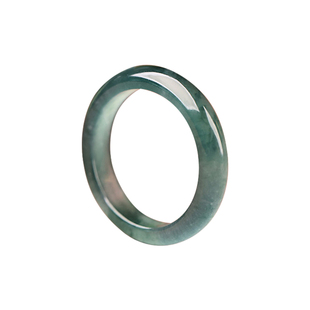 天然翡翠戒指素圈叠戴高冰种蓝水尾戒女指环高级感玉石和田玉戒圈